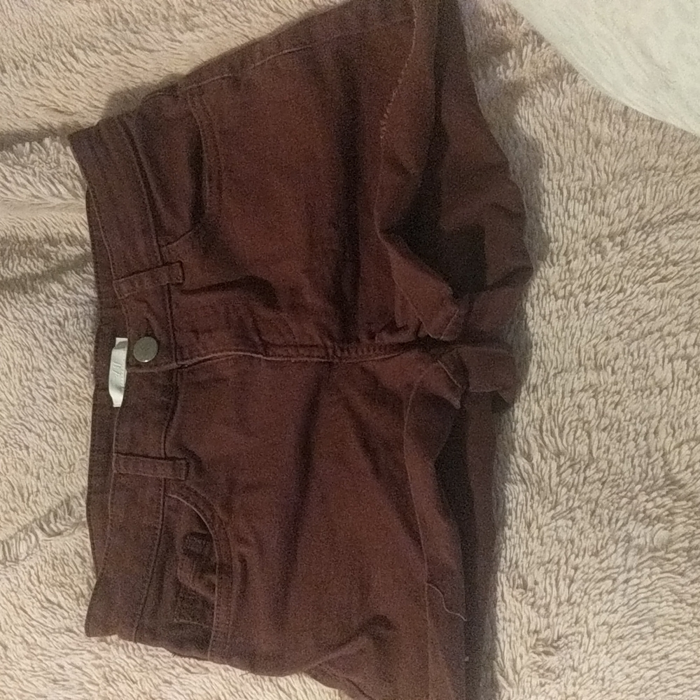 Burgundy denim shorts